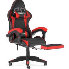 Bigzzia Ergonomic Gaming Chair with Footrest - Black/Red