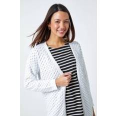 Clothing Roman Cotton Blend Waffle Knit Cardigan White