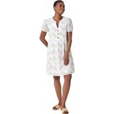 Clothing Roman Zig-Zag Embroidered Cotton Tunic Dress Cream