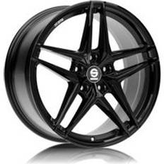 Car Rims Sparco Wheels Record Alloy Wheels In Gloss Black Set Of 4 - 18x8 Inch ET45 5x100 PCD, Black