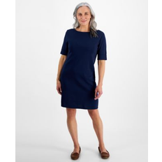 Style & Co Petite Boat-Neck Knit Dress, Created for Macy's Industrial Blue