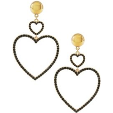 Ettika Double Crystal Heart Earrings Black