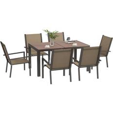 OutSunny 7 PCs Garden Patio Dining Set, 1 Table incl. 6 Chairs