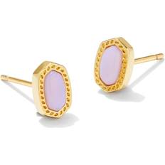 Kendra Scott 14k Gold-Plated Oval Stone Stud Earrings Pink Opalite Crystal