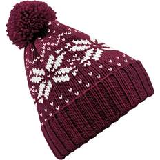 Clothing Beechfield Fair Isle Snowstar Winter Beanie Hat Burgundy One