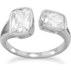 Precious Stars Precious Stars 83700-5 Sterling Silver Geometric Cubic Zirconia Split Design Ring