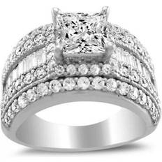 Precious Stars Precious Stars OS0065-RG-sz6.5 14K White Gold 2.5CT TGW Princess-cut Diamonette Engagement Ring