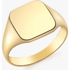 IBB Personalised 9ct Gold Unisex Square Signet Ring, Gold