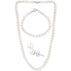 Effy Sterling Silver Freshwater Pearl Necklace, Bracelet & Earrings 3-Piece Set in White