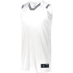 Holloway Retro Basketball Jersey - White/Navy Blue