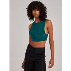 Clothing Sleeveless Slinky Crop Top Bottle Green