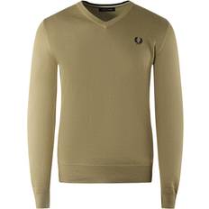 Fred Perry Beige Clothing Fred Perry Warm Stone Beige V-Neck Jumper