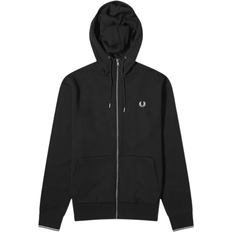 Fred Perry Hooded Zip Through Sweatshirt - Black