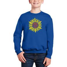 LA Pop Art Boy's Sunflower Word Art Crewneck Sweatshirt - Royal