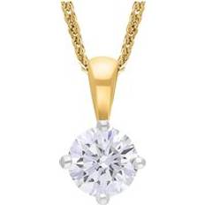 W Hamond Solitaire Pendant Necklace - Gold/Diamond