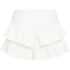 City Chic Amina Frill High Waist Mini Short Plus Size - Ivory