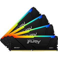 3200 MHz - 64 GB - DDR4 RAM Memory Kingston Fury Beast RGB Black DDR4 3200MHz 4x16GB (KF432C16BB2AK4/64)