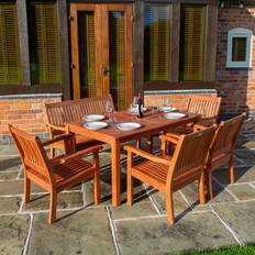 Wood Garden & Outdoor Furniture Rowlinson 6 Patio Dining Set, 1 Table incl. 8 Chairs