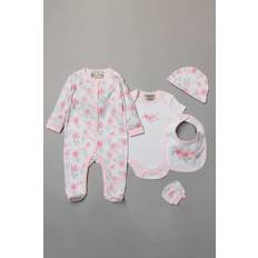 Rock A Bye Baby Floral Print Cotton 5-Piece Baby Gift Set Baby Pink Newborn