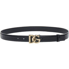 Dolce & Gabbana Buckle Leather Thin Belt - Black