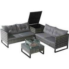 Grey Outdoor Lounge Sets Garden & Outdoor Furniture Home Treats Firepit Outdoor Lounge Set, 1 Table incl. 2 Sofas