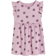 Polka Dots Dresses H&M Cotton Jersey Dress - Mauve/Spotted (1022630022)