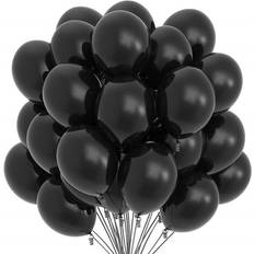 Shatchi BLACK, 10 12Inch Metallic Balloons Shiny Helium Latex Decorative Chrome Party Balloons