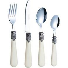 White Cutlery Sets Exzact Antique Cream Cutlery Set 16pcs