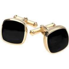 Gold Cufflinks C. W. Sellors 9ct Gold Whitby Jet Square Cushion Cufflinks Option1 Value