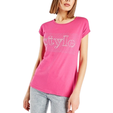 Everything 5 Pounds Style Studded Front T-shirt - Magenta/Silver