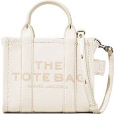 White Crossbody Bags Marc Jacobs The Leather Crossbody Tote Bag - Cotton/Silver