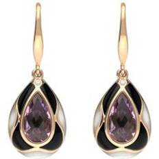 Rose Gold - Women Earrings C. W. Sellors 18ct Rose Gold Whitby Jet Diamond Amethyst Mother of Pearl Drop Earrings Option1 Value Rose Gold