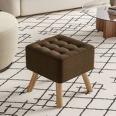 LivingAndHome 40CM Square Linen Rest Foot Stool