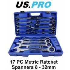 US PRO 8 Metric Ratchet Spanner Set 3236 Combination Wrench