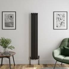 Duratherm Designer Vertical Oval Column Double Panel Rad Black