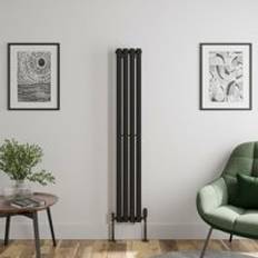 Duratherm Black Designer Vertical Oval Column Single Panel Rad Black