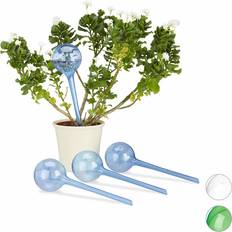 Relaxdays Watering Globes, Set of 4, Regulated Irrigation, 2 Weeks, Pot Plants, Sphere, Bulb