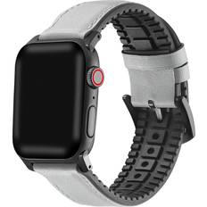 Posh Tech and Genuine Gray Leather Band with Silicone Back for Apple Watch 38mm