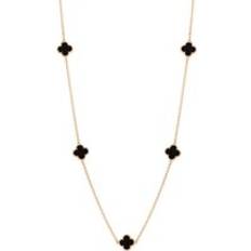 Rose Gold Necklaces C. W. Sellors 18ct Rose Gold Whitby Jet Bloom Four Leaf Clover Ball Edge Necklace