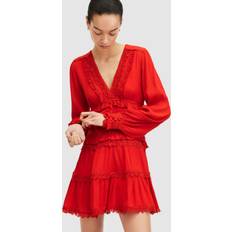 Ruffles Clothing AllSaints Zora Lace Trim Tiered Mini Dress
