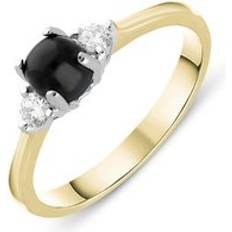 Gold Rings C. W. Sellors 18ct Gold Whitby Jet Diamond Round Set Ring Option1 Value Gold