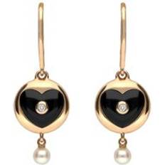 Rose Gold Earrings C. W. Sellors 18ct Rose Gold Whitby Jet Diamond Pearl Heart Drop Earrings Option1 Value Rose Gold