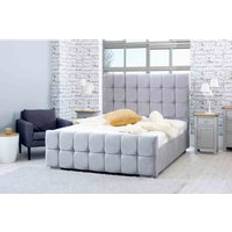 Eleganza Home Capri Plush 4 Thick Bed Frame With Cubed Headboard