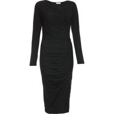 Sportswear Garment - Women Dresses Quiz Womens Black Ruched Asymetric Midi Dress