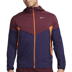 Nike L - Men Rain Jackets & Rain Coats Nike Men's Windrunner Repel Running Jacket - Night Maroon/Purple Ink/Campfire Orange