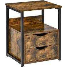 Homcom Industrial Rustic Brown Bedside Table 35x40cm