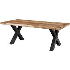 Massivmoebel24 FREEFORM 5 Glossy Anthracite/Natural Sandblasted Dining Table 100x240cm