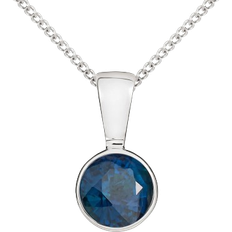 C. W. Sellors Round Rub Over Set Necklace - White Gold/Blue