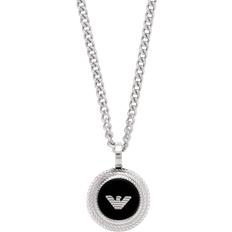 Emporio Armani Disc Pendant - Silver/Onyx