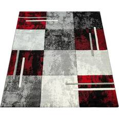 Paco Home Modern Designer Checkered with Contour Cut Grey-Red 24x"